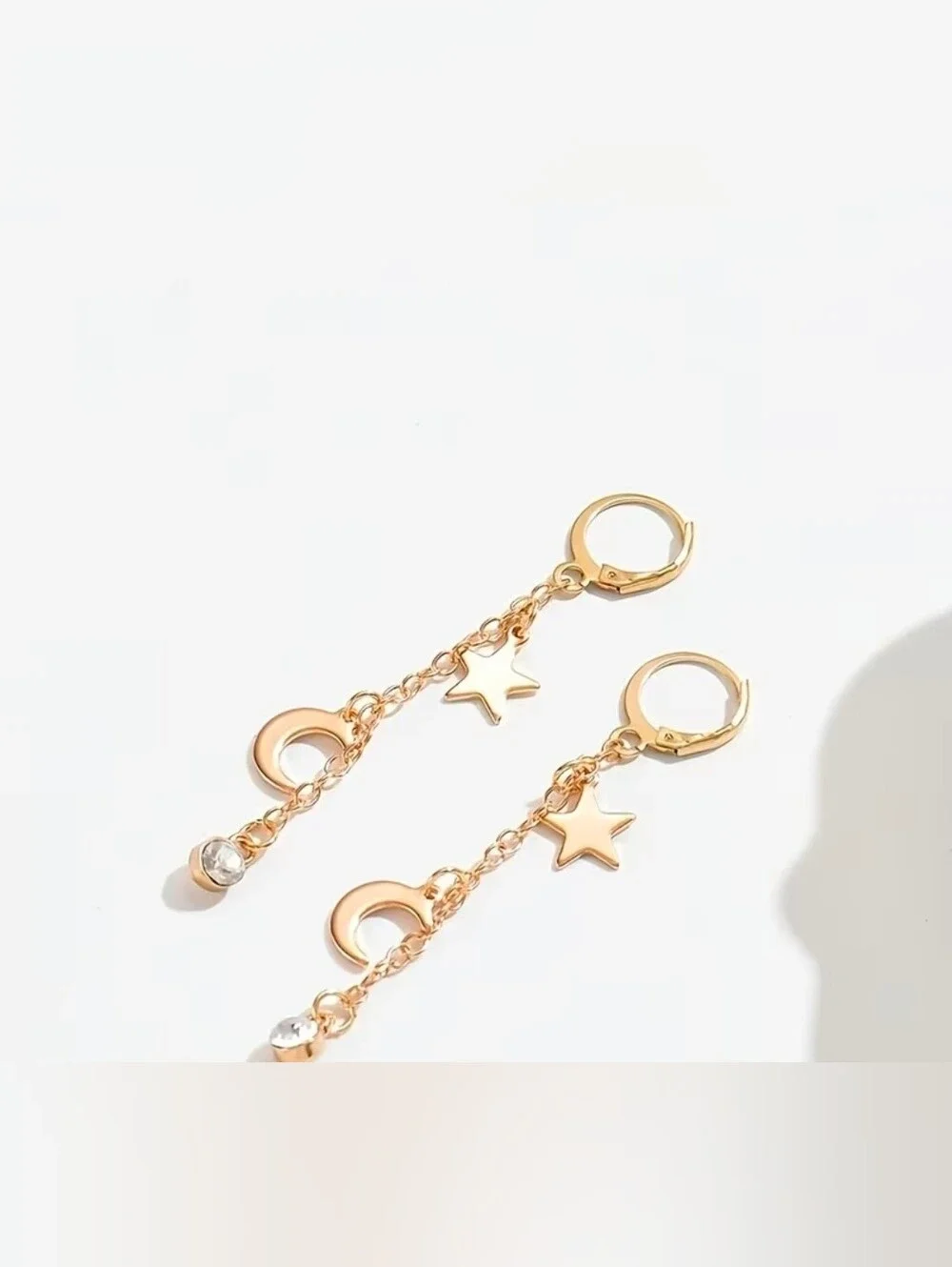 $8 Each Or Bundle 5/$20 Gold Star & Moon Drop Hoop Earrings